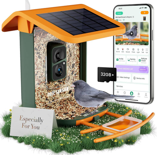 Intelligentes Vogelfutterhaus mit Kamera – nahtlos integriertes Solarpanel